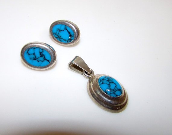 Taxco Sterling Turquoise Set (1 of 2)