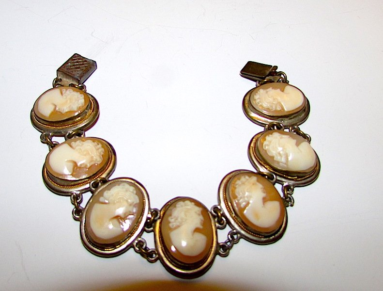 Antique 800 Silver Cameo Bracelet (1 of 2)