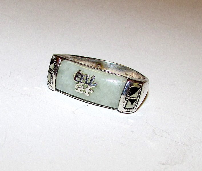 Green Jade Jadeite Sterling Ring Size 7 (1 of 1)