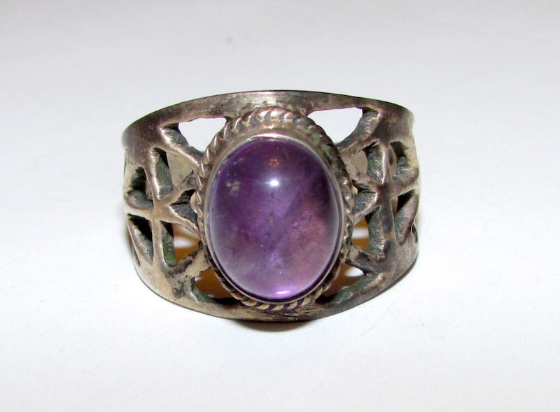 Art Deco Sterling 925 Amethyst Ring 8 (1 of 2)