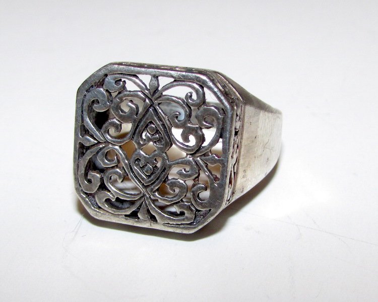Art Nouveau Sterling Filigree Ring Size 7 (1 of 2)