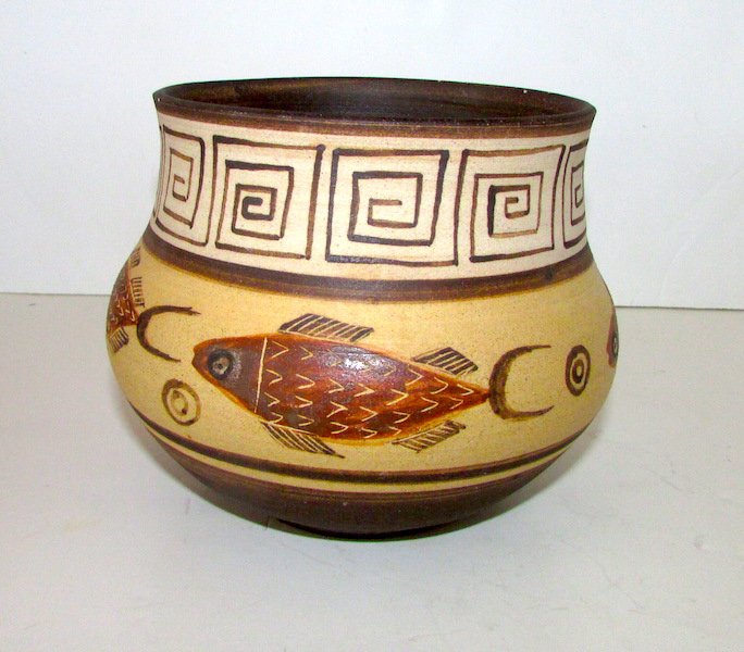 Vintage Southwestern Sand Art Pottery . Rare (1 of 2)
