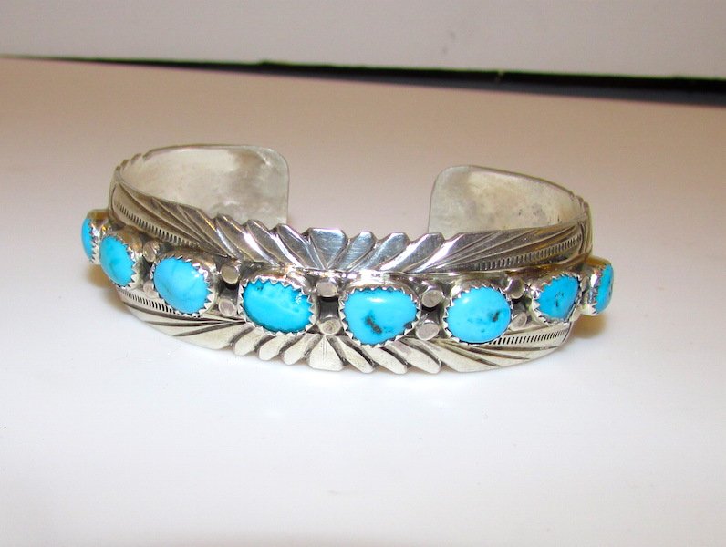 Navajo Sterling Turquoise Bracelet (1 of 2)