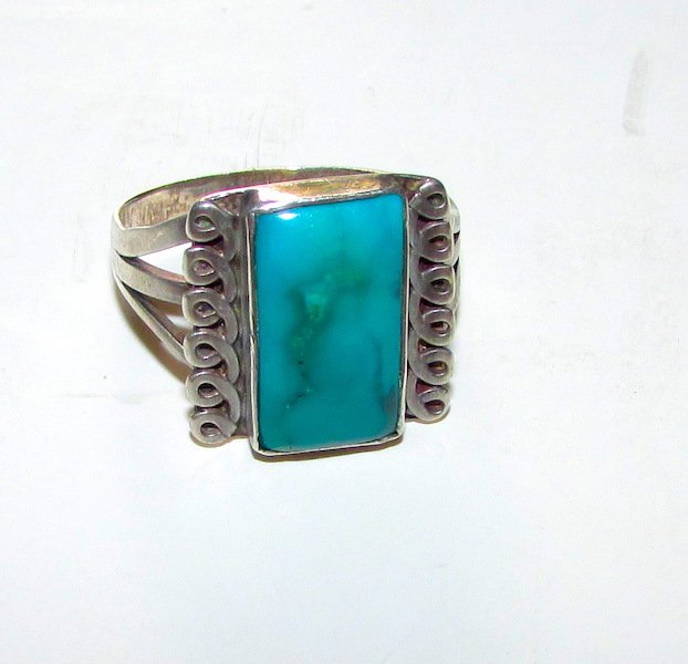 Art DECO sterling 925 turquoise ring Size 8 (1 of 2)