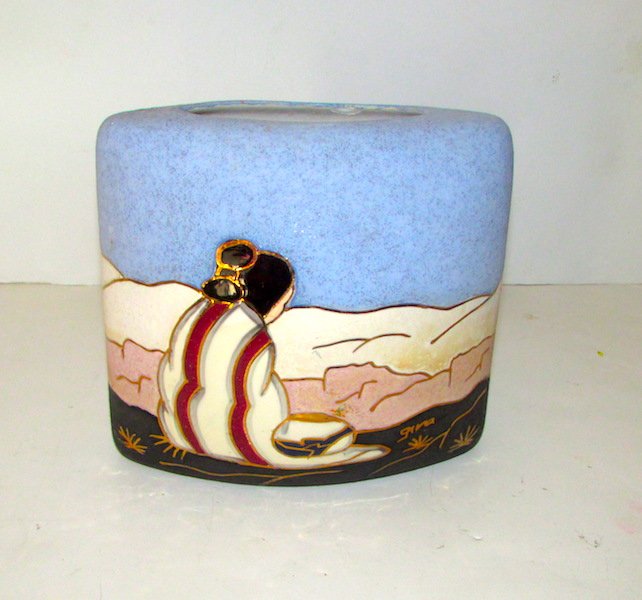 Southwestern Art Pottery 22K Gold Leaf Pillow Vase (1 of 2)