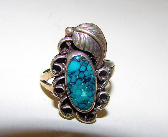 Old Pawn Native American Navajo Sterling Silver Ring 6 (1 of 2)