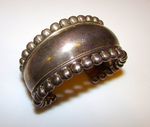 Vintage Mexican Sterling Silver 925 Mod Taxco Cuff (1 of 2)
