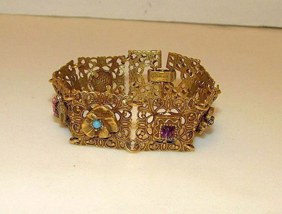 Goldette Victorian Revival Gold Tone Charm Bracelet (1 of 2)