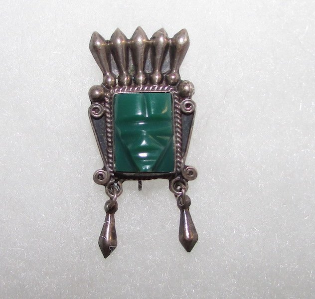 TAXCO Sterling Pre EAGLE Aztec Warrior Brooch Pin (1 of 2)
