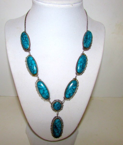 Pre Eagle Mexican Sterling Turquoise Necklace PlataReal (1 of 2)