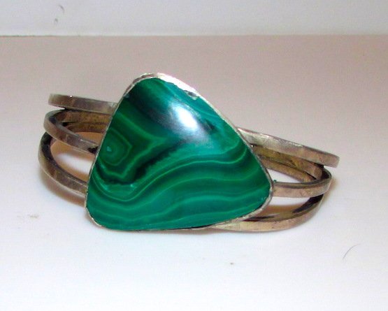 Taxco Sterling Pre Eagle Malachite Bracelet (1 of 1)