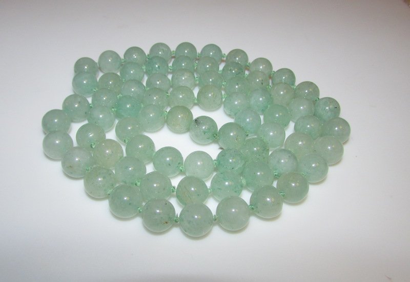 Vintage Green Jade Jadeite Moss on Snow 7mm Bead (1 of 2)