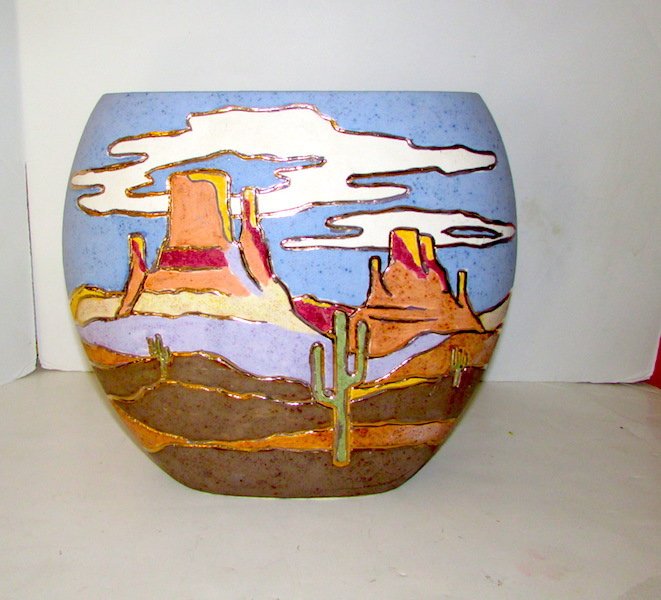 Southwestern Art Pottery 22K Gold Leaf Pillow Vase (1 of 2)