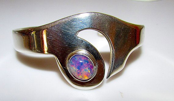 Vintage Mexican Sterling Silver 925 Fire Opal MOD Taxco (1 of 2)