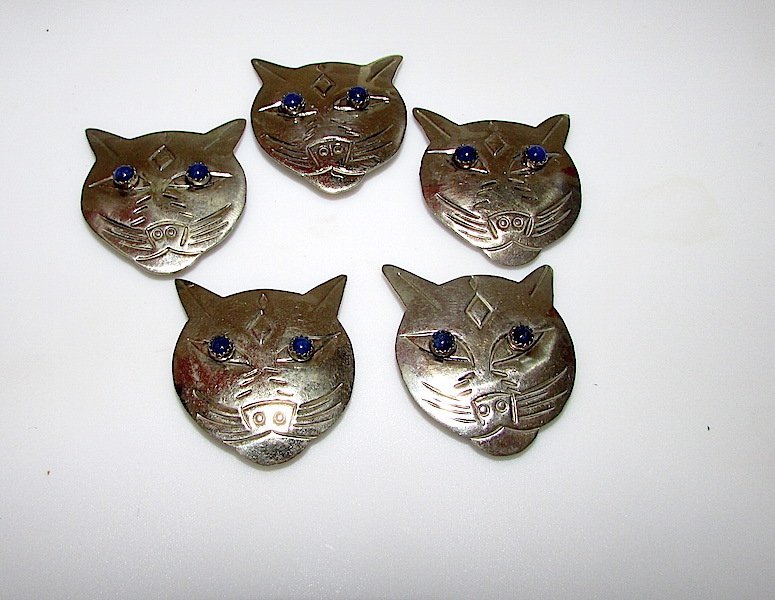 TAXCO Mexican Pre Eagle Sterling Lapis Button Covers (1 of 2)