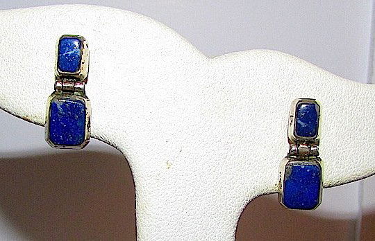Navajo Sterling Lapis Dangle Earrings (1 of 2)