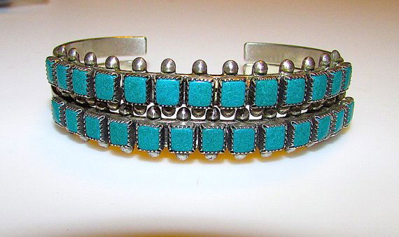Old Pawn Native American Zuni Sterling Silver Turquoise (1 of 3)