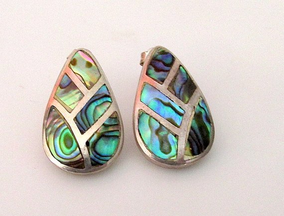 Sterling Silver 925 Mexico Taxco Pierced Earrings with (1 of 3)