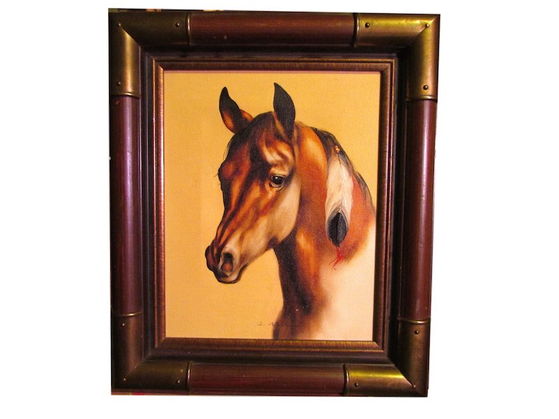 Vintage Oil on Canvas Horse Southwestern. Framed (1 of 2)
