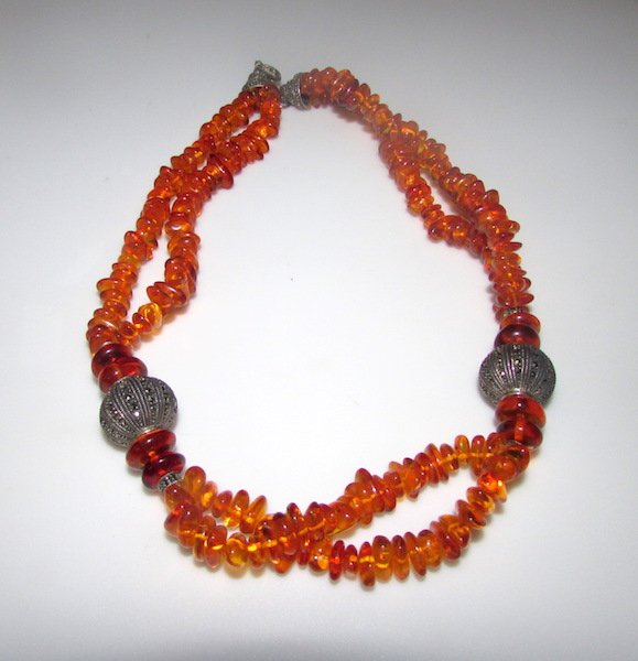 Vintage Sterling 925 Amber Marcasites Neckalce (1 of 1)