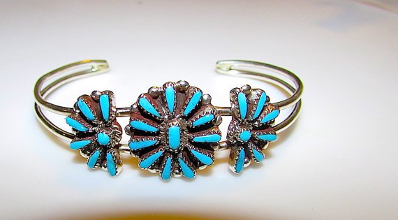 Vintage Native American Zuni Sterling Silver Turquoise (1 of 3)