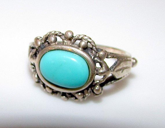 Art Nouveau Style Sterling Silver Turquoise Statement (1 of 2)