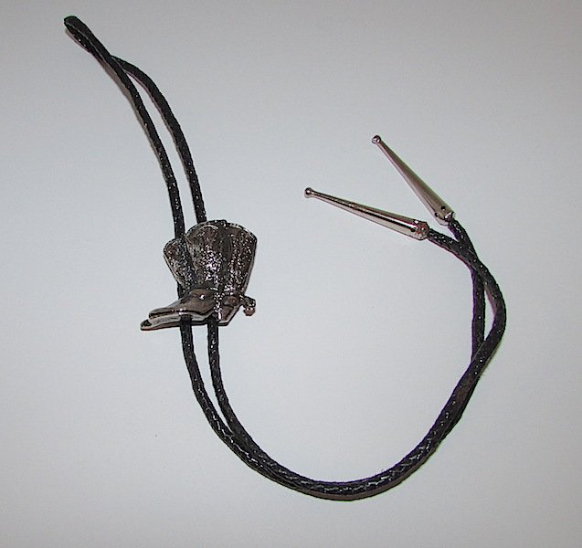 Navajo Silver Cowboy Boots Bolo Tie: Navajo nickel silver cowboy boots bolo tie