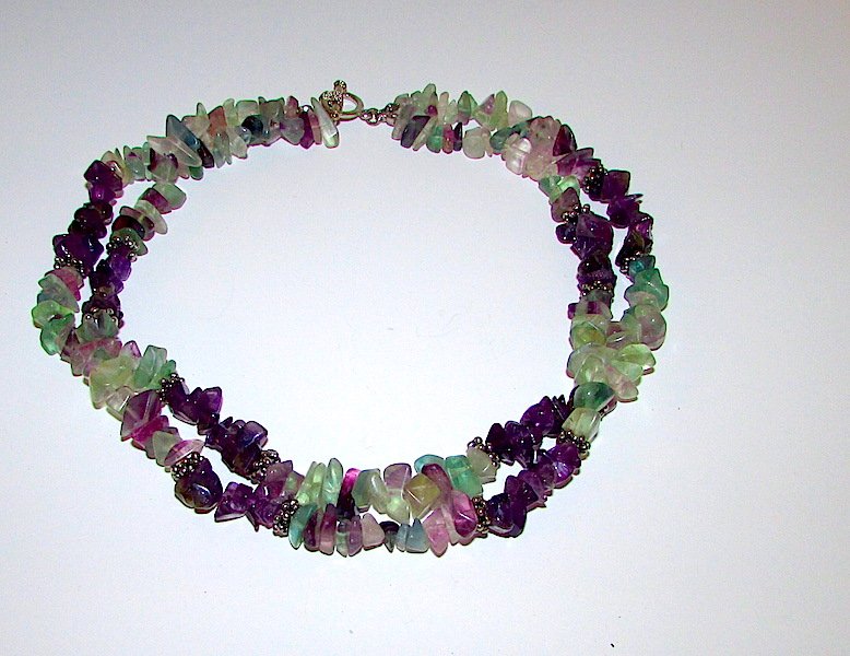 Vintage Amethyst Tourmaline Raw Nugget Necklace (1 of 2)