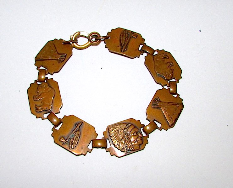 Vintage Native American Copper Link Bracelet (1 of 1)