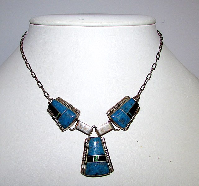 Navajo j Charley Sterling Lapis Necklace (1 of 2)
