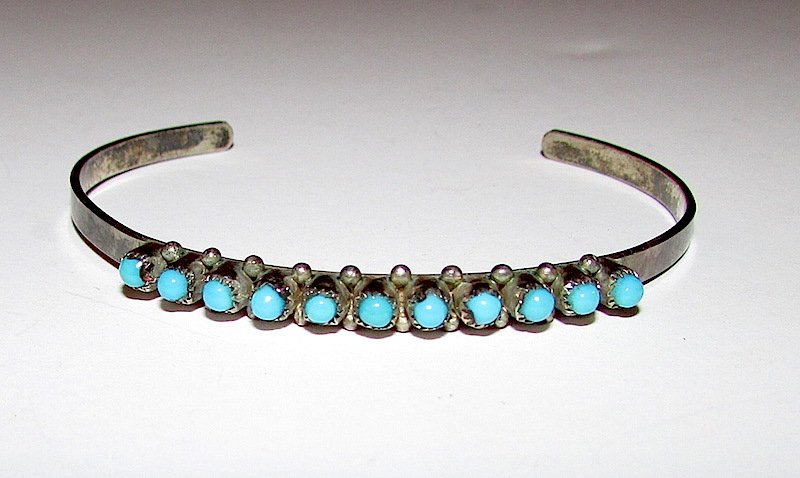 Old Pawn Zuni Sterling Turquoise Bracelet (1 of 2)