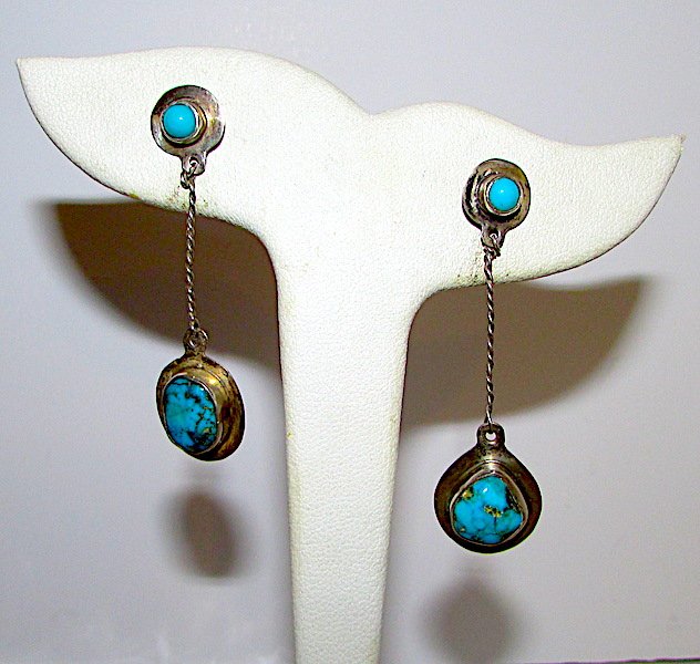 Old Pawn Navajo Sterling Turquoise Earrings (1 of 2)