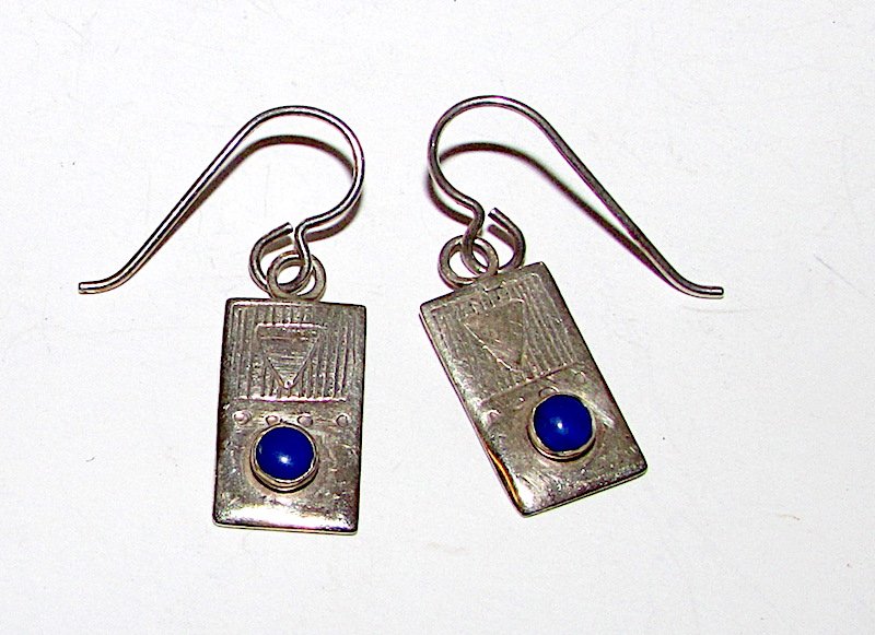 Old Pawn Navajo Sterling Lapis Earrings (1 of 2)