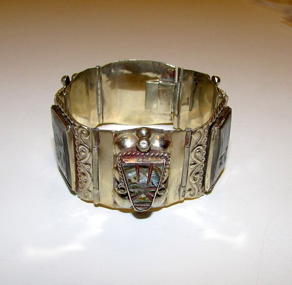 Pre Eagle Taxco Sterling Aztec Warrior Mask Bracelet (1 of 1)