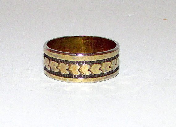 Navajo Sterling 14K Gold Band Ring Sz 6.5 (1 of 1)