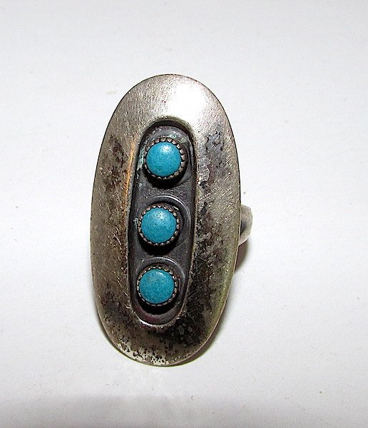 Old Pawn Navajo Sterling Silver Turquoise Ring 6 (1 of 2)