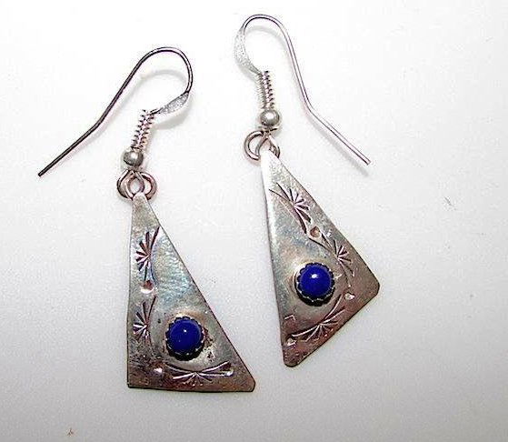 Navajo Sterling Silver Lapis Earrings (1 of 1)
