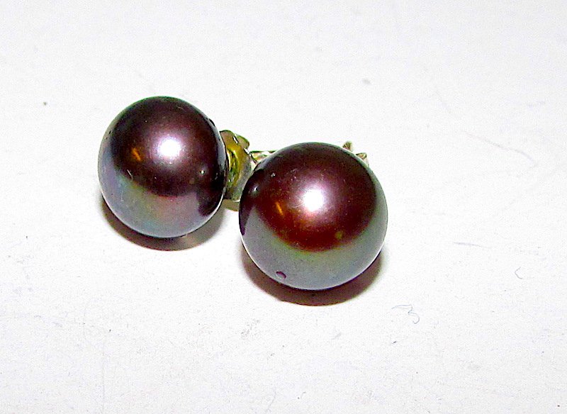 Cultured Black Pearl Sterling Silver Earrings (1 of 1)