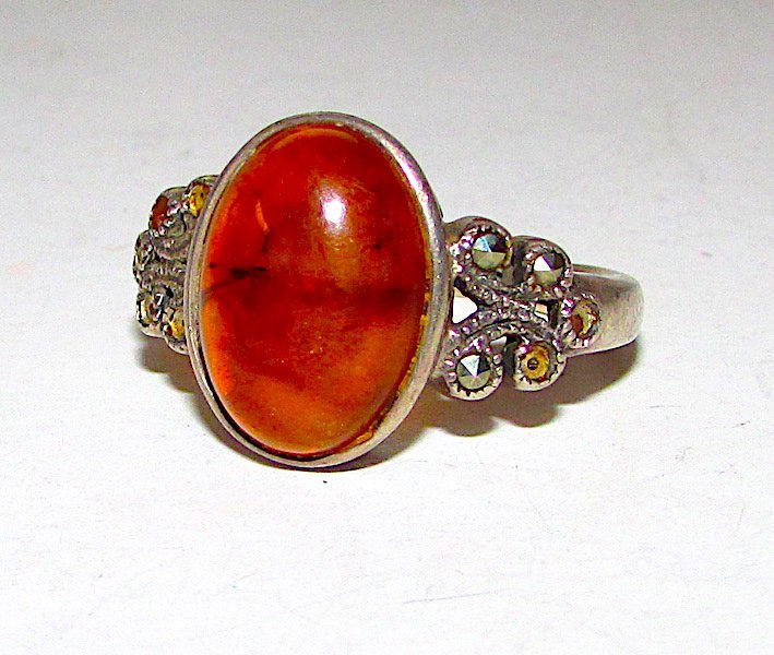 Deco Sterling Amber Ring Size 8 (1 of 1)