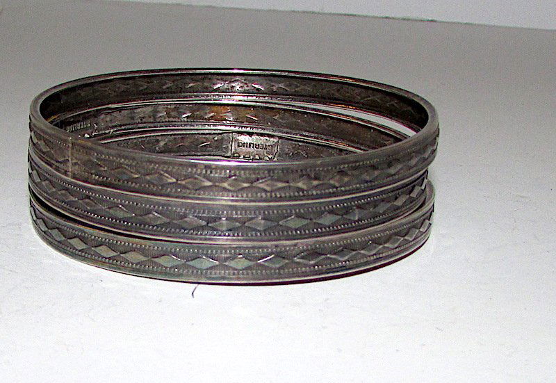 Deco Sterling Silver 925 Bangle Bracelets Set (1 of 2)
