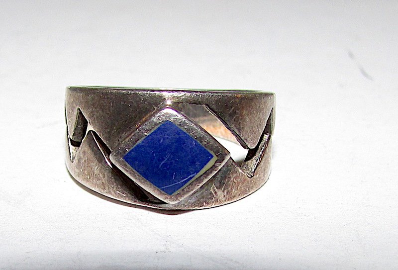 Deco Sterling 925 Lapis Ring Sz 5 (1 of 2)