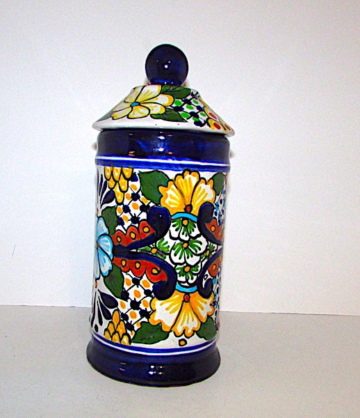 Vintage Mexican Talavera Pottery Lidded Canister (1 of 2)