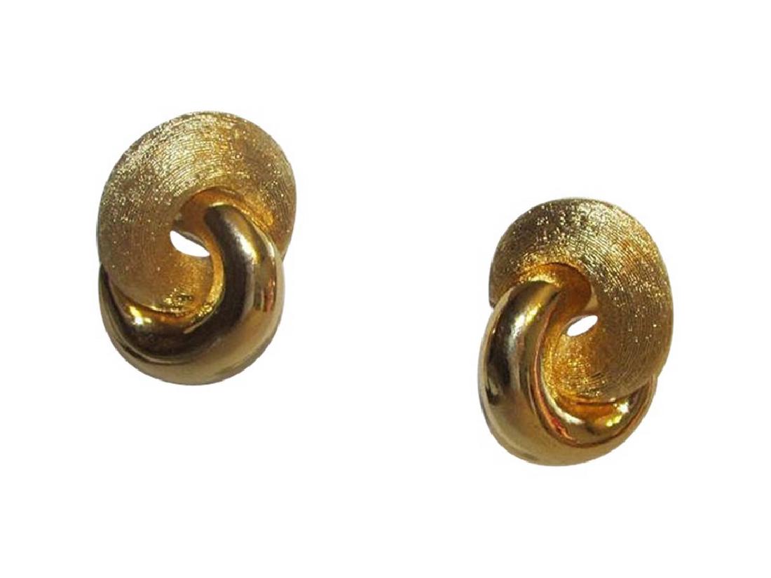 DIOR Gold Tone Pierced Earrings (1 of 2)