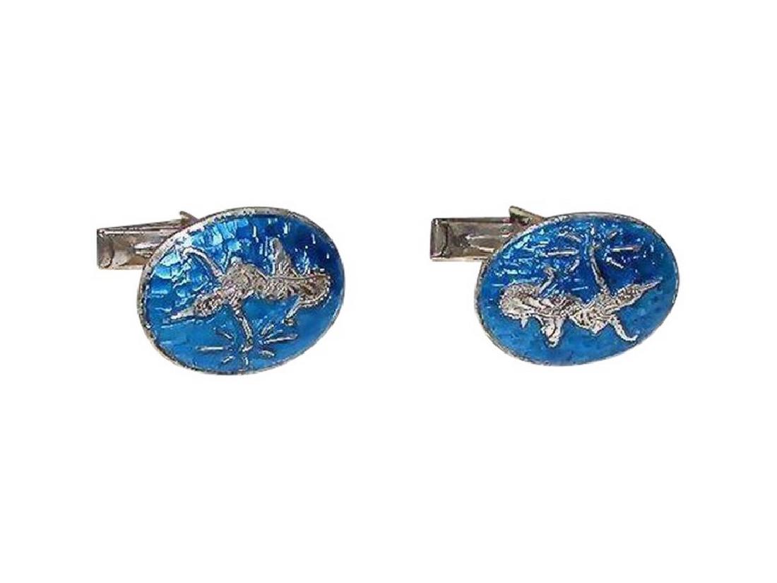 Siam Sterling Silver Blue Enamel Cufflinks (1 of 1)