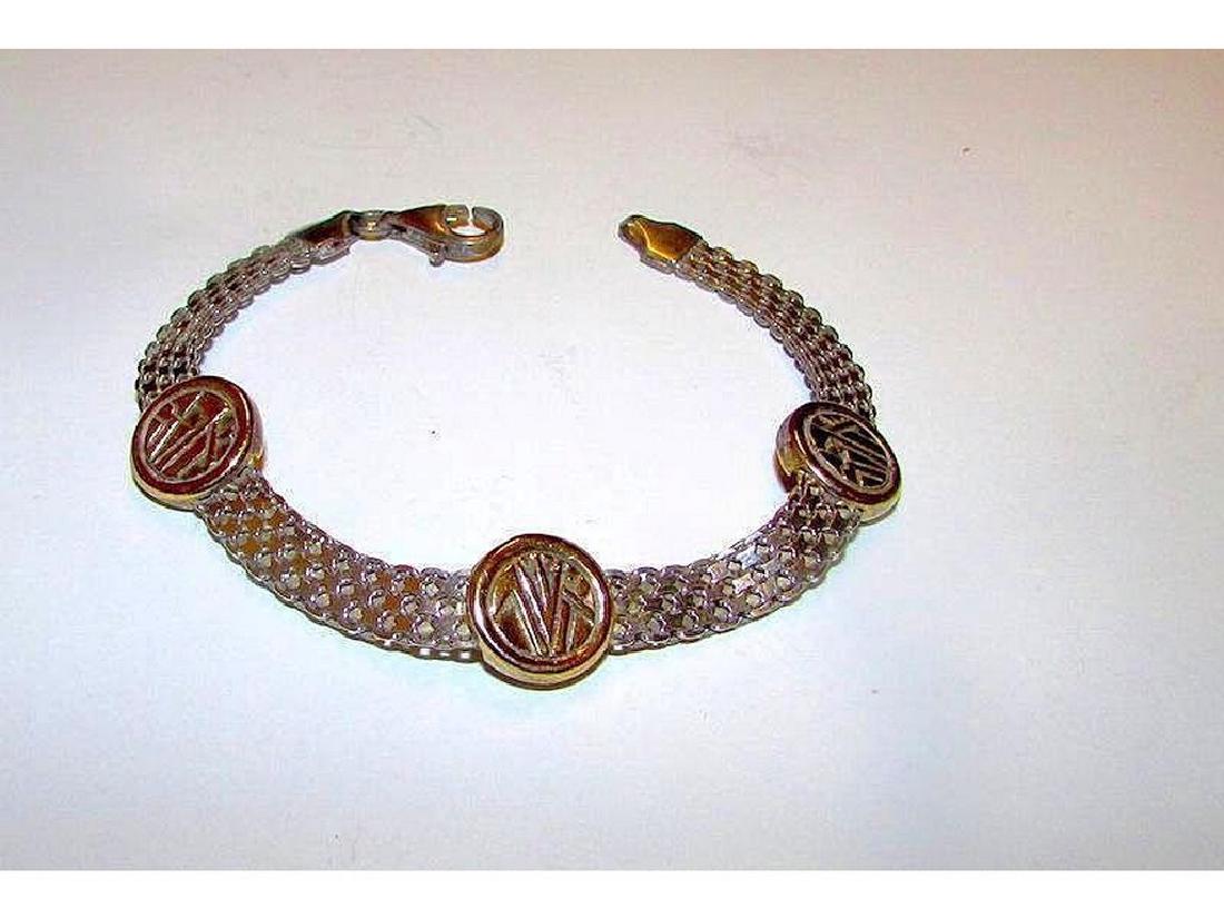 Art Deco Sterling Silver 925 Mesh Bracelet Vermeil (1 of 1)