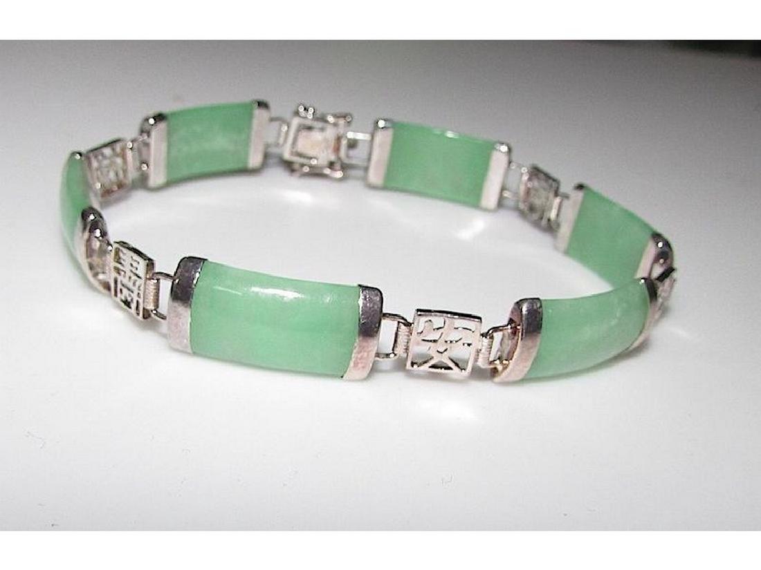 Green Jade Jadeite Sterling Silver 925 Chinese (1 of 3)