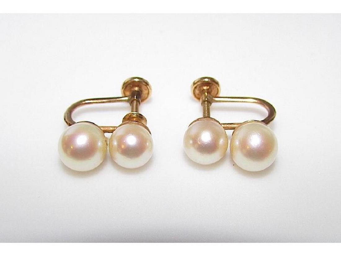 Cultured 7mm and 6mm Akoya Pearl 14K Solid Gold Screw (1 of 2)