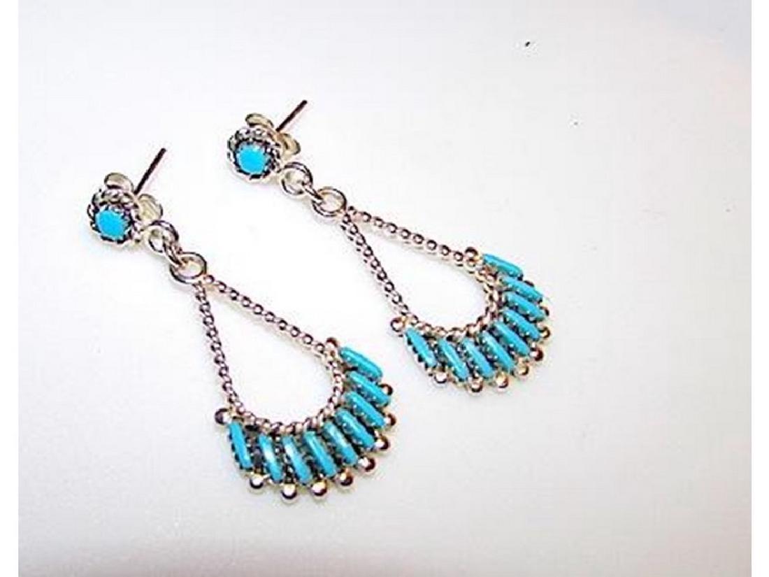 Native American Zuni Sterling Silver Turquoise Petit (1 of 2)