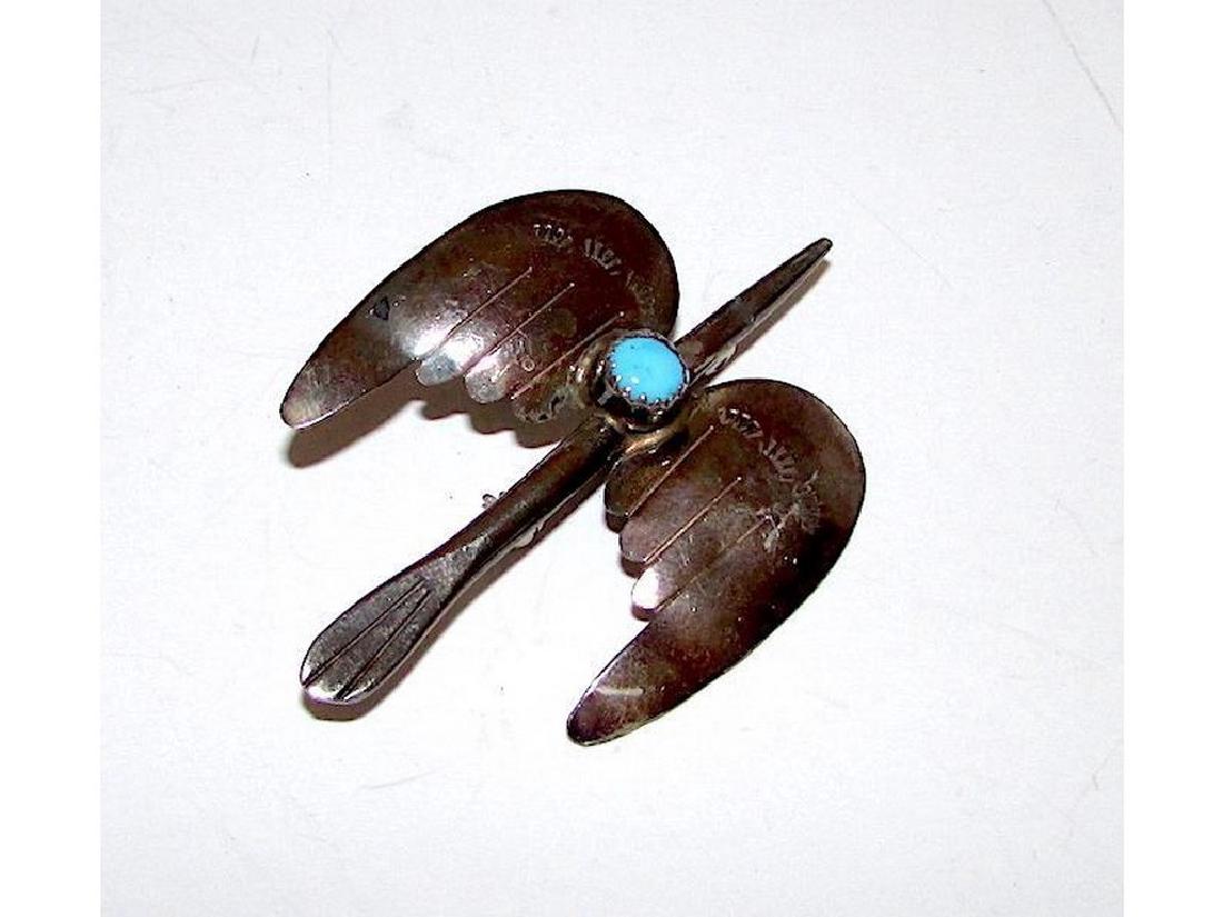 Old Pawn Navajo Sterling Silver Turquoise Peyote Bird (1 of 2)