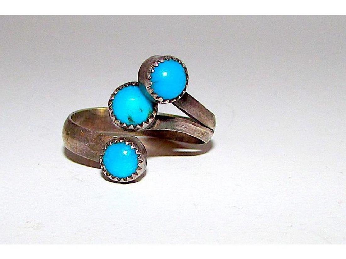 Old Pawn Zuni Sterling Silver Turquoise Adjustable (1 of 2)